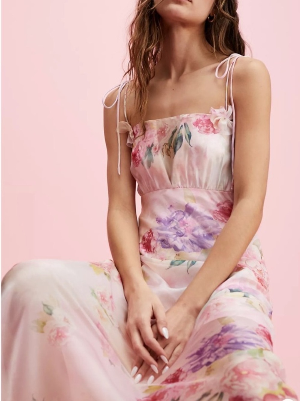 For Love & Lemons Lisa Floral Organza Maxi Dress - Picture 11 of 13